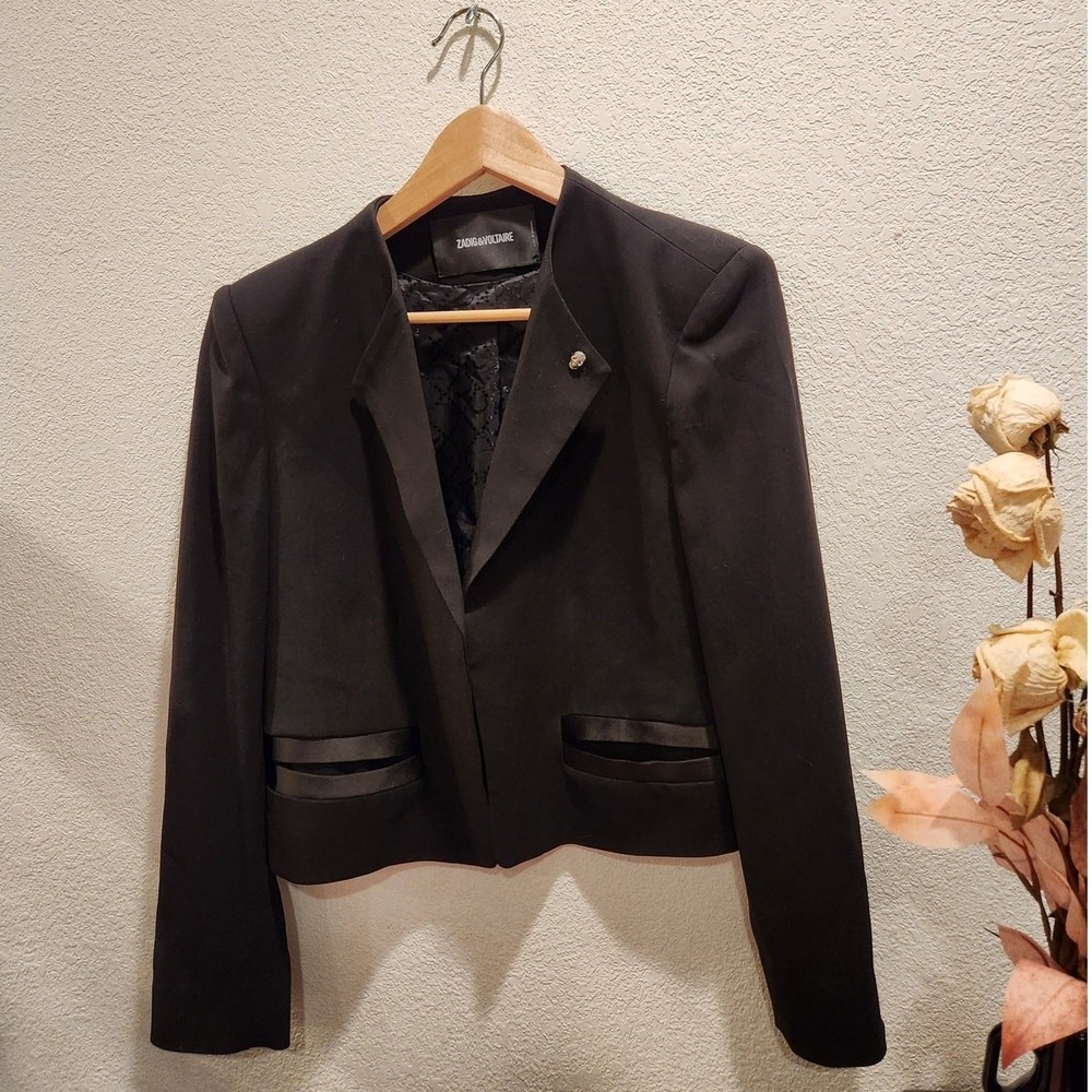 Zadig & Voltaire Deluxe Blazer Black Crystal Skull‎ Embellishment Size 40